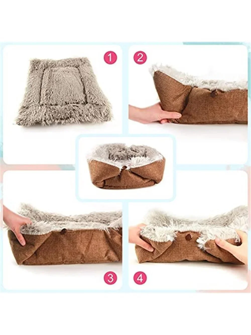 Self Heating Cat Bed Warm Plush Pet Mat Small Dog Cushion Foldable Cozy